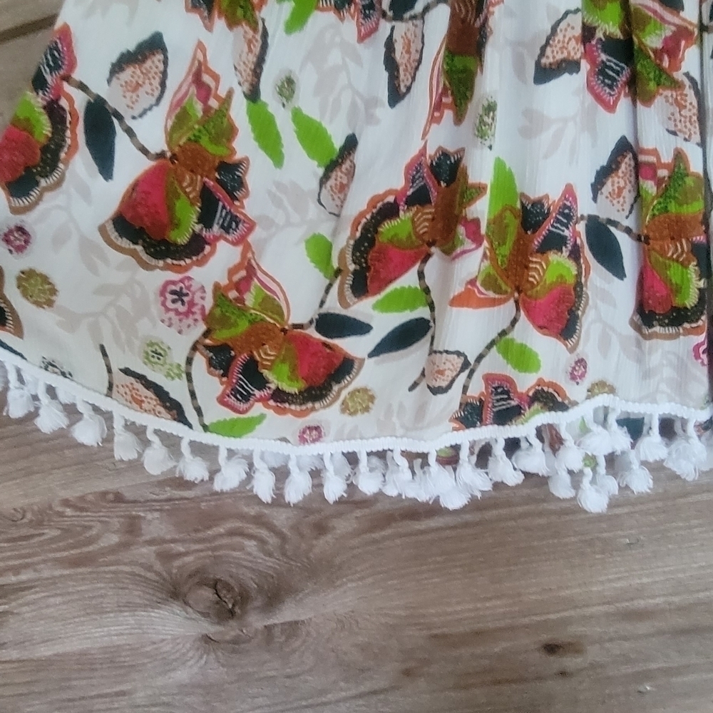 RAGA Floral Halter Dress with White Fringe Trim Size XSmall - Picture 5 of 7